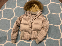 Aritzia fur trimmed hooded down jacket size S