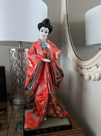 Japanese Doll-In Vibrant Silk Kimono-19" Tall-Hand Crafted