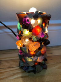 Rare Vintage Mid-Century Modern Agate Mineral Stone Table Lamp -