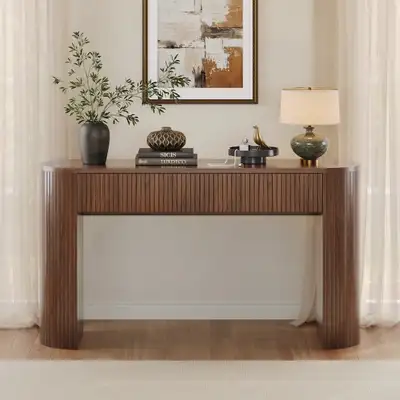 55" Walnut Tambour Console Table, View more