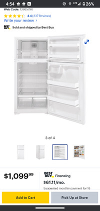 GE 28" refrigerator NEW