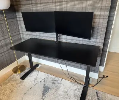 Manual Sit Stand Desk with Dual Monitors, View more