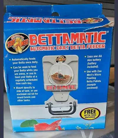 Zoo Med BettaMatic Automatic Daily Betta Feeder Brand new. Great for going on vacation or daily use.