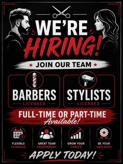 BARBER NEEDED &HAIRSTYLIST WANTED part time &full time , View more