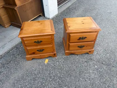 Free delivery used Pine Wood Nightstands - Pair, View more