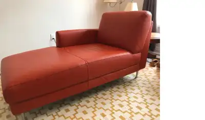 Ikea leather chaise-lounge, View more