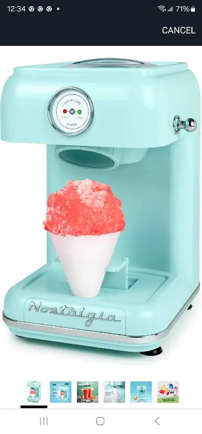 Make refreshing snow cones with this used Nostalgia Retro Snow Cone Maker! Perfect for beating the h...