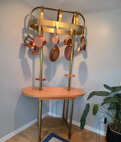 Vintage Brass and Maple Baker's/Butchers Table, View more