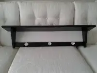 Coat Rack with Black Shelf - Glass Knobs