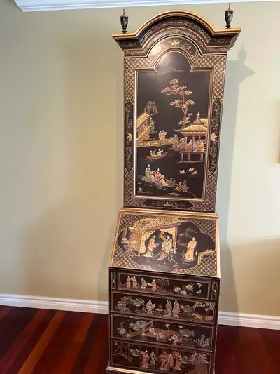 Antique Chinoiserie Secretary Desk Cabinet - Solid Wood, View more