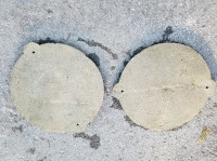 TWO FOR ONE Unused Round Concrete Septic Tank Lids Covers