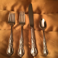 NEW 4 Piece Sets of “Coronation” Rogers Bros. Silver Cutlery