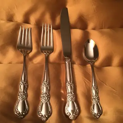 NEW 4 Piece Sets of “Coronation” Rogers Bros. Silver Cutlery, View more