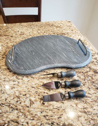 Black marble cheese tray set