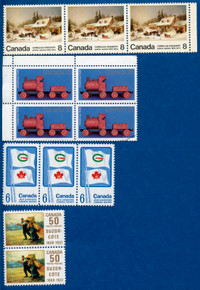 Canada Error Stamps Krieghoff, Wood Train, Can. Games, Suzor Cot