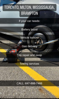 Roadside Service (Boost, Tire repair, Gas delivery, Car lockout)