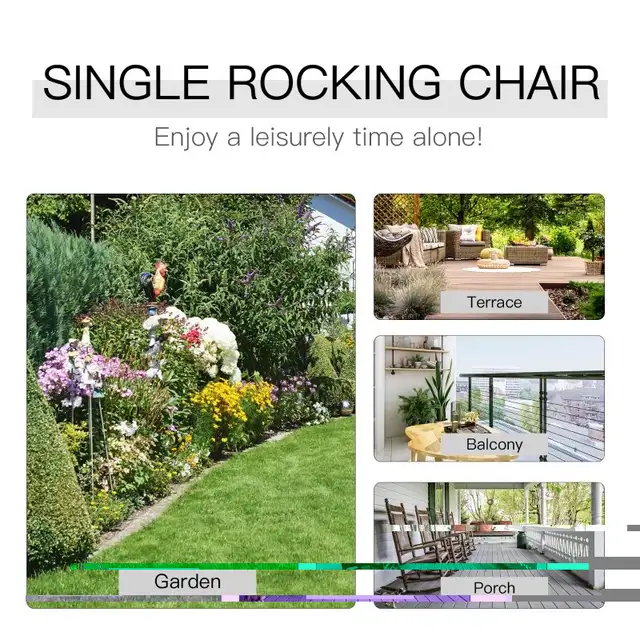 Patio Rocking Chair Non-slip Porch Rocker for Balcony Garden Ter in Patio & Garden Furniture in Markham / York Region - Image 8