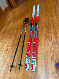 Junior cross country skis with bindings and poles