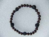 NEW Black Skulls and Bead Bracelets, Made in Canada