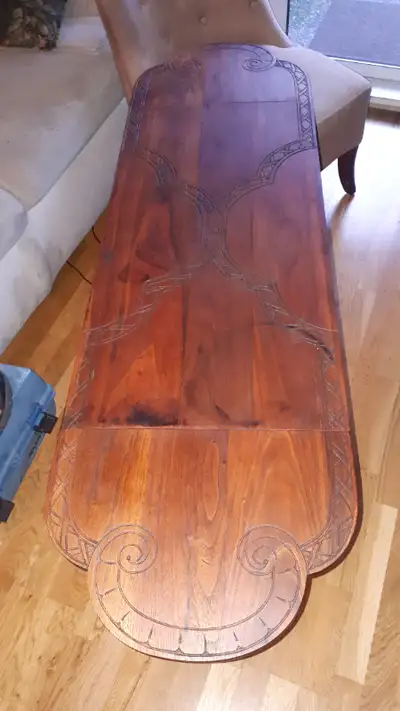 ANTIQUE CARVED DROP LEAF SIDE TABLE -, View more