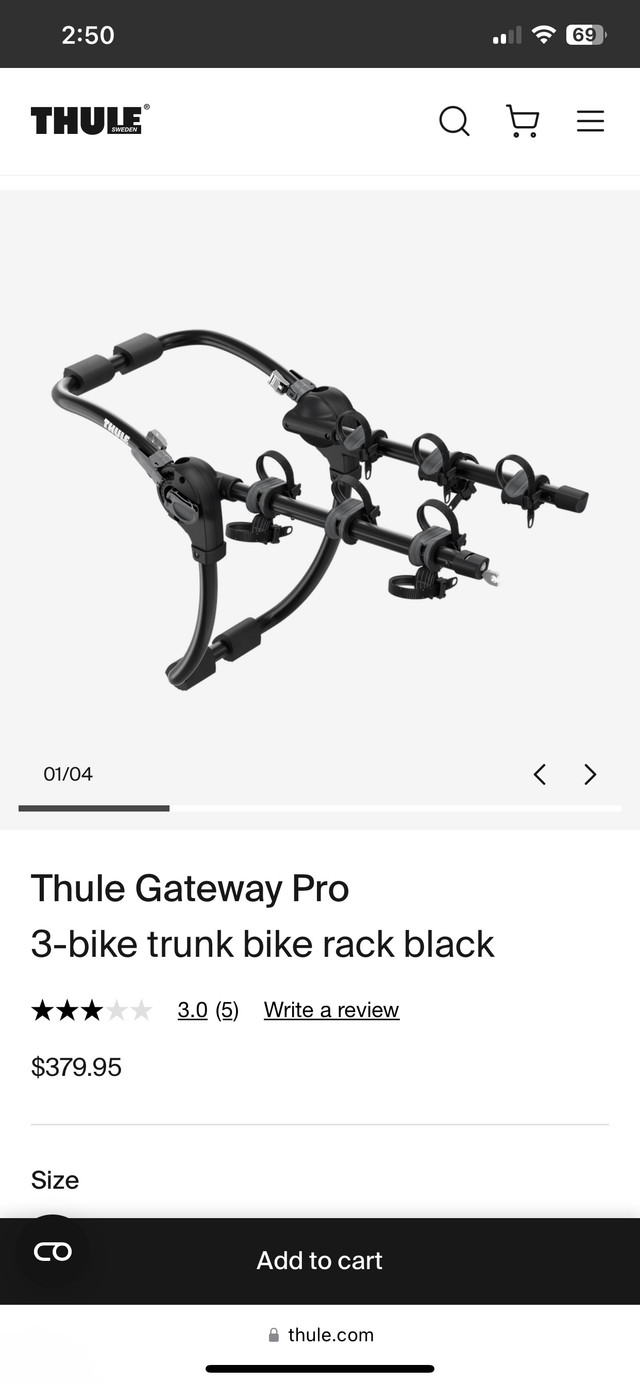 Like New Bike Rack - Thule Rear Mounted - Gateway Pro 3 in Mountain in Mississauga / Peel Region - Image 4