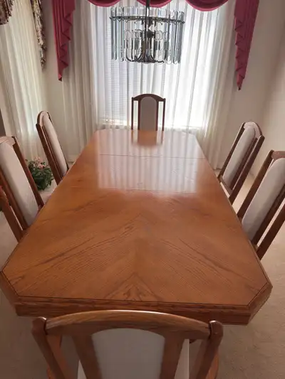 Oak Dining Table and China Cabinet Set, View more