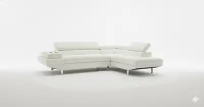 5-Seater Luxury Leather Sectional – White & Black, View more