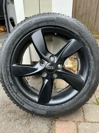Black OEM Audi rims 17” with Continental WinterContact SI tires size 205/50/R17 93H, tires just bala...