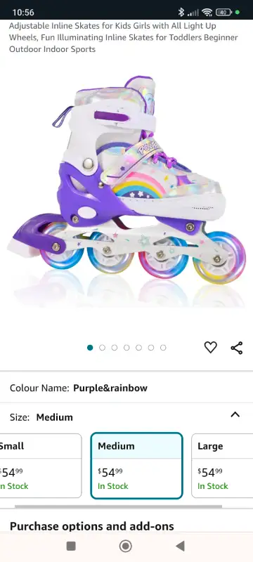 Adjustable Inline Skates for Kids Girls with All Light Up Wheels, View more