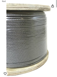 1/8" 7x7 Stainless Steel Cable Type 316 Marine Grade 500ft Reel