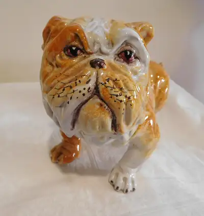 Vintage Big Mid Century Modern Italy Pottery British Bull Dog Terracotta 50s60s Fabulous English bul...