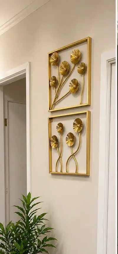 Set of 2 Gold Metal Floral Wall Art, View more