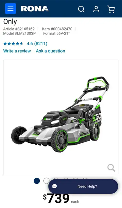 Brand new in box - EGO LM2130SP Self-propelled lawnmower, View more