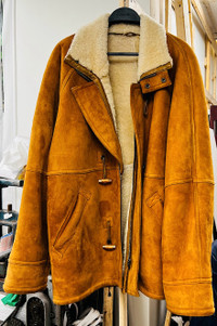 sheepskin jacket cloth real %100 fur sheepskin size M