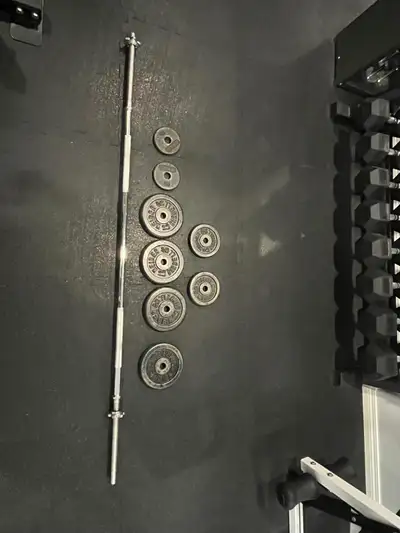 6’ bar with 55lbs of weight, View more