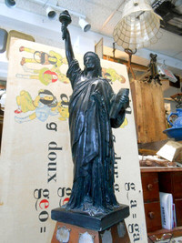 Rare Grande Statue de la Liberté 21po Vintage en Plâtre
