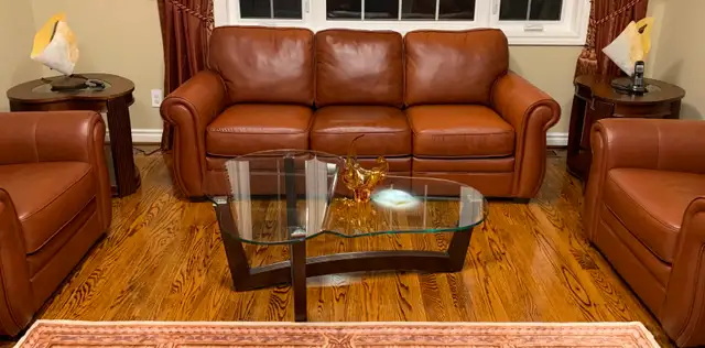 Solid wood side tables / solid wood glass waterfall coffee table in Coffee Tables in City of Toronto - Image 2