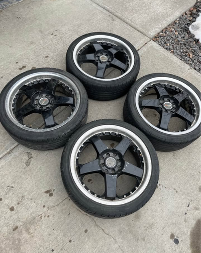 PRICE IS FIRM 4 rims on low profile Good Year tires 205/40/R17. 2 tires are in good shape and 2 usab...