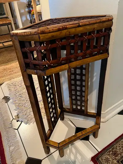 Vintage Bamboo Plant Stand Small Size Corner Shaped- $75 FIRM PLEASE, check the measurements before...