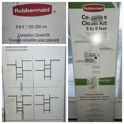 Rubbermaid Closet Builder. The box is abit torn. If interested and want more pictures text Tina at 2...