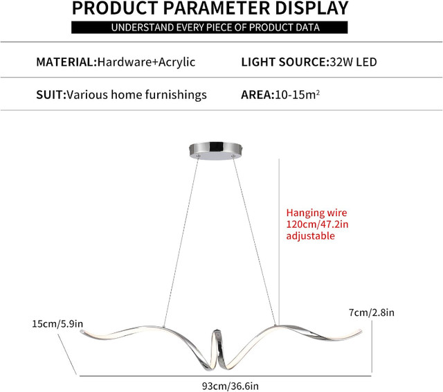 Modern Dimmable LED Chandelier (NEW) in Indoor Lighting & Fans in Edmonton - Image 4