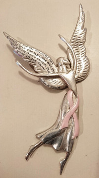 Serenity Angel Pink Breast Cancer Ribbon Ornament.