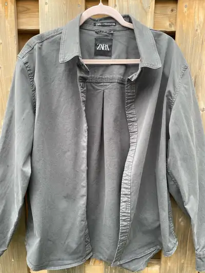 Men's ZARA Grey Long-Sleeve Button-Down, View more