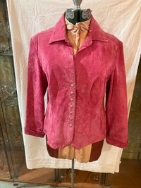 Manteau veston suède rose vintage gr. large femme