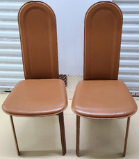 Leather dining chairs (pair) Italian leather over steel frame