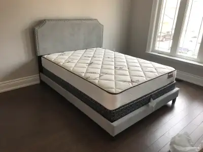 Brand new velvet bed frame on sale Double or queen for only $189 Available in light grey and dark gr...
