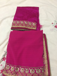 2 Embroidered saree with blouse piece.$50 each