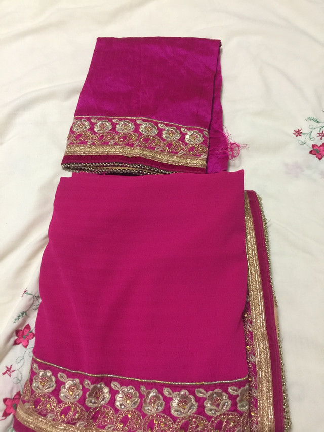2 Embroidered saree with blouse piece.$50 each in Women's - Other in Markham / York Region