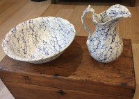 Blue and White Bowl and Pitcher