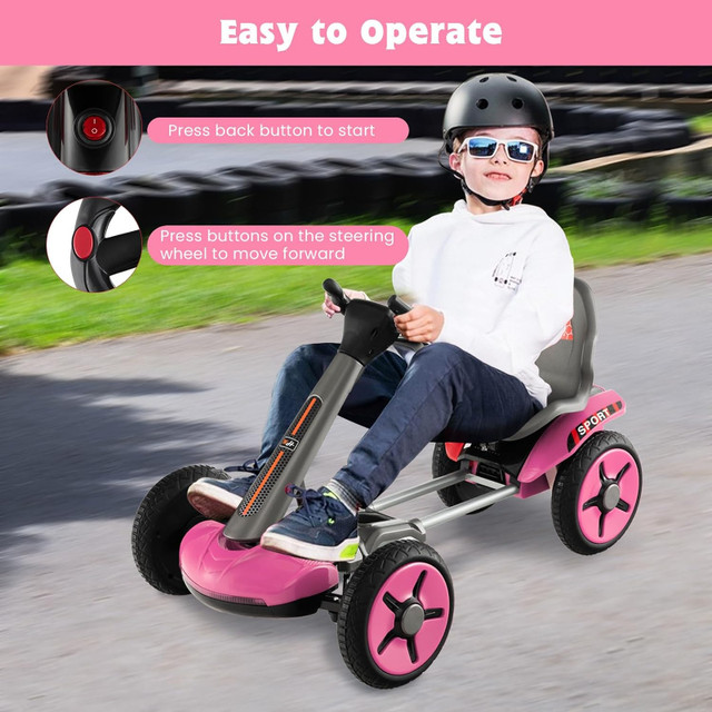 HONEY JOY 12V Go Kart for Kids, 4-Wheel Folding Pedal Go Kart, 2 in Other Parts & Accessories in Mississauga / Peel Region - Image 2